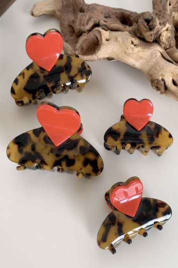 Pince à cheveux léopard et cœur - Monstrodiva