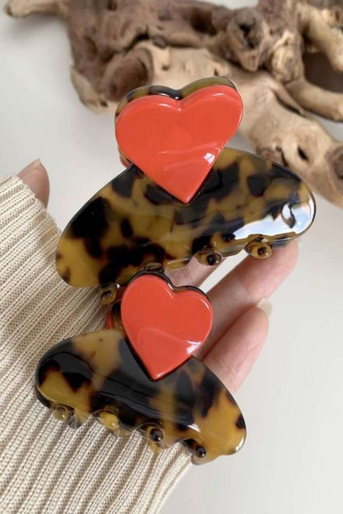 Pince à cheveux léopard et cœur - Monstrodiva